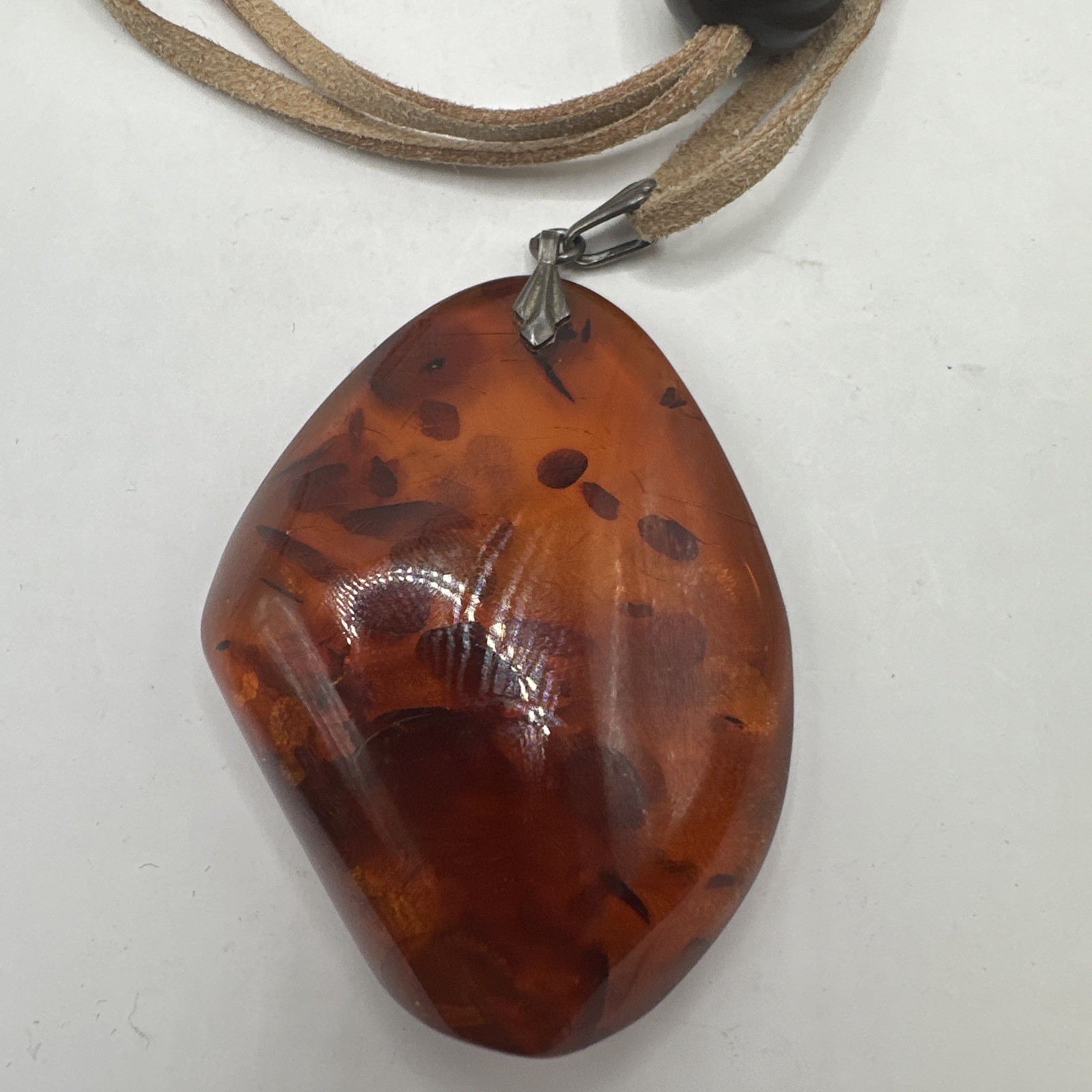 Baltic Amber Dried Plant Resin Adjustable Rope Necklace 925 Bail (22.83g)