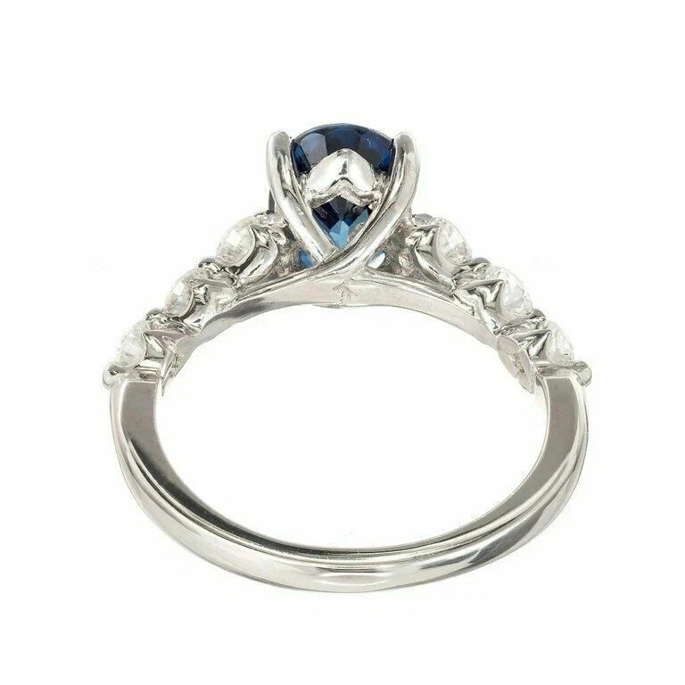 3.5Ct VVS1 Lab-Created Blue Sapphire Accent Solitaire 14k White Gold Finish Ring