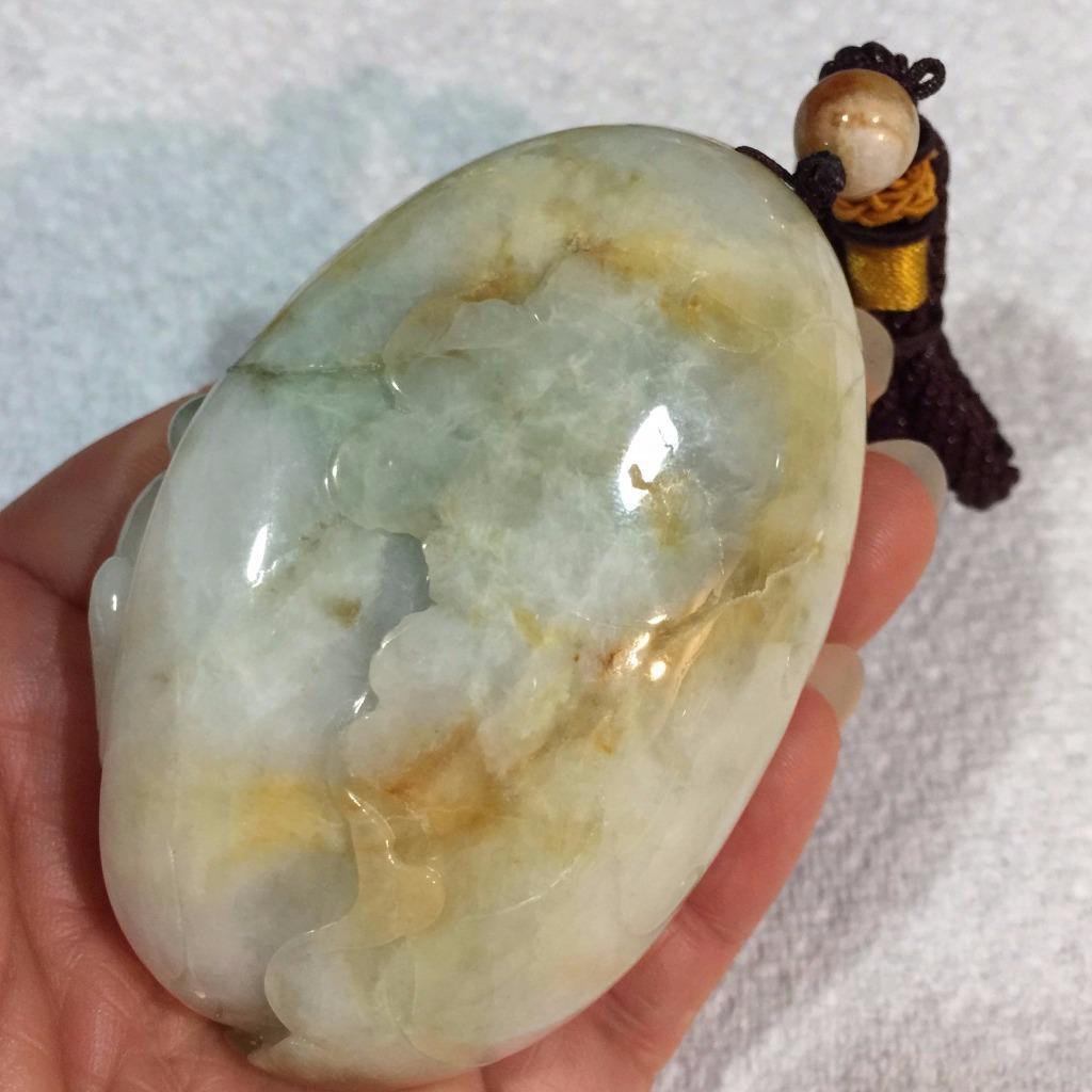 Certified 100% Natural Vintage Grade A Jade Jadeite Flower Statue Pendant #P937