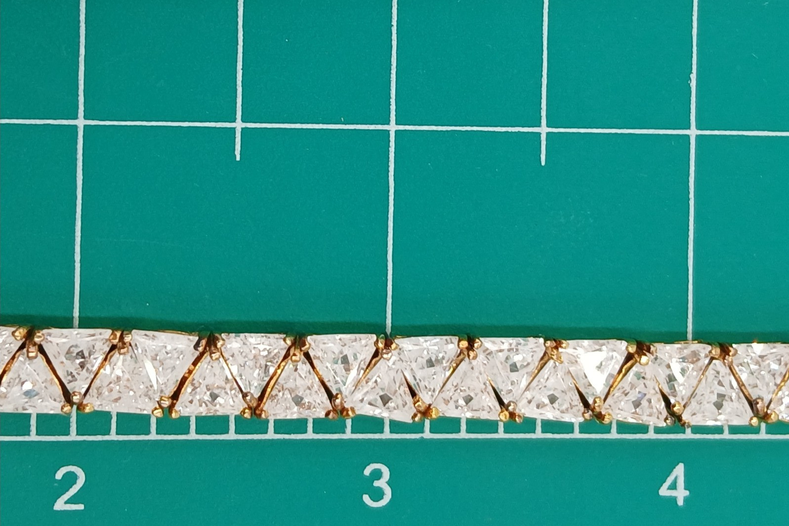VTG 925 GL Trillion Cut Tennis Bracelet 7in Sterling Silver Vermeil 25gtw CZ