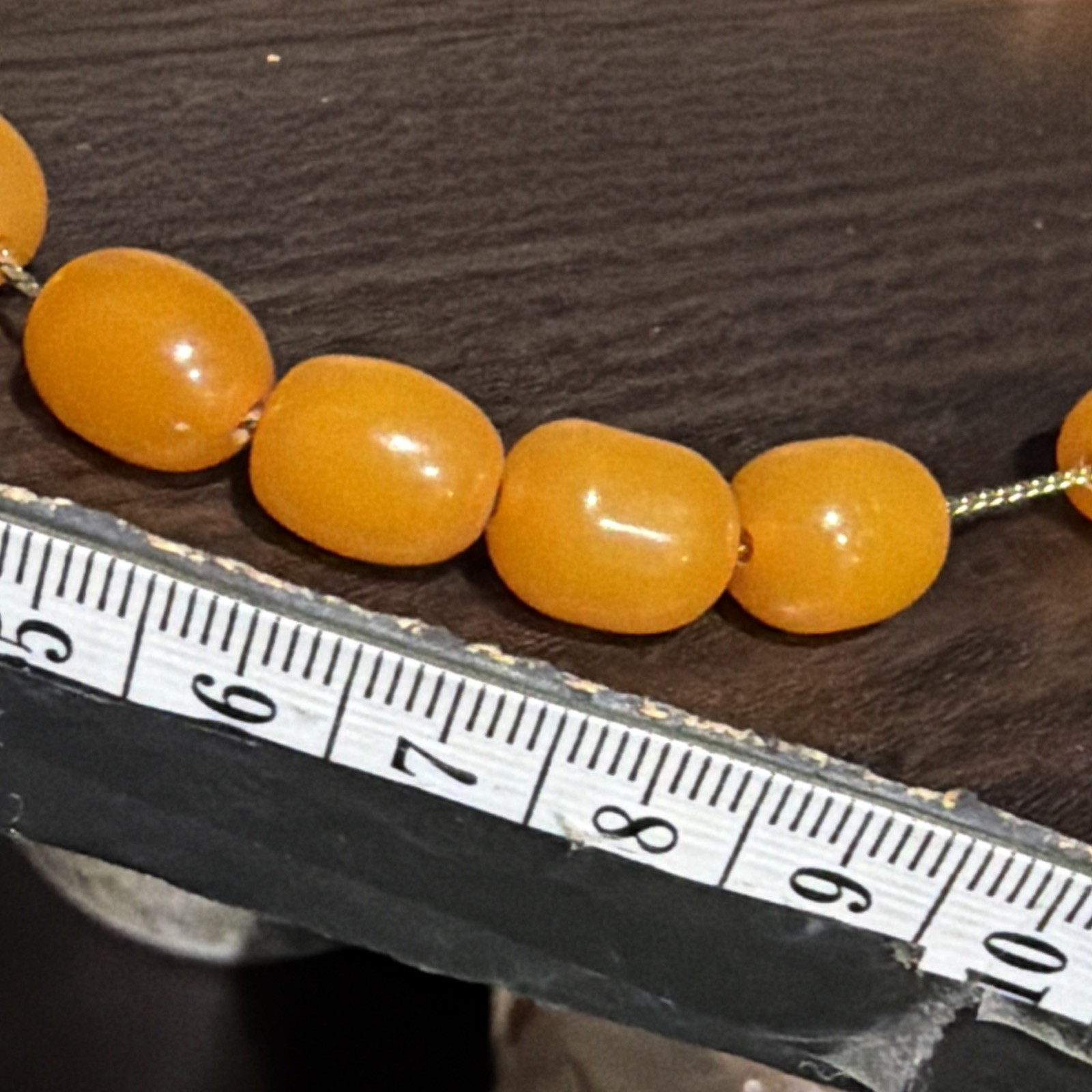 Vintage Butterscotch Bakelite Tested Graduating Beads 30” Gold Plate Necklace