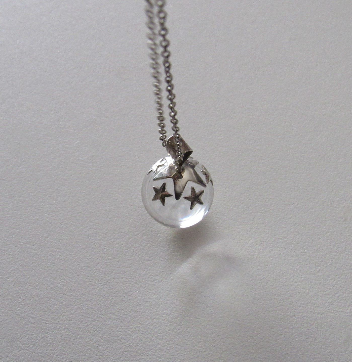 Vintage Rock Quartz Orb Pools of Light Sterling Silver Necklace