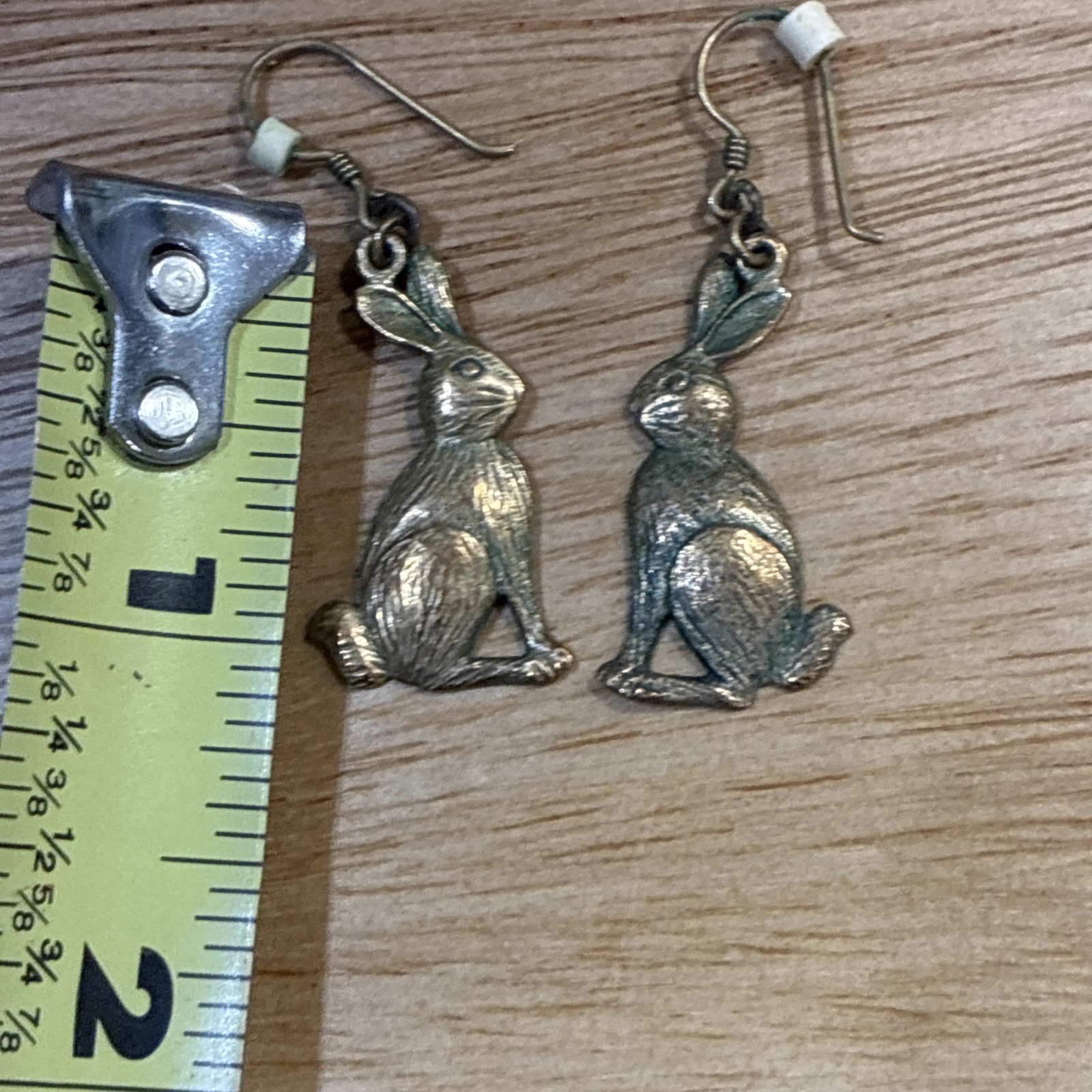 Brass Bunny Rabbit Earrings Vintage Dangle From Estate