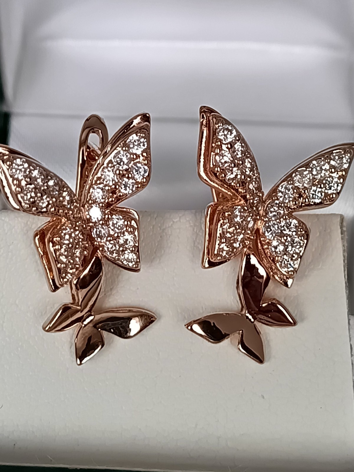 Vintage 1990-s 14 Ct Rolled Gold Large Zircons Earrings-Hallmarked 585 RG