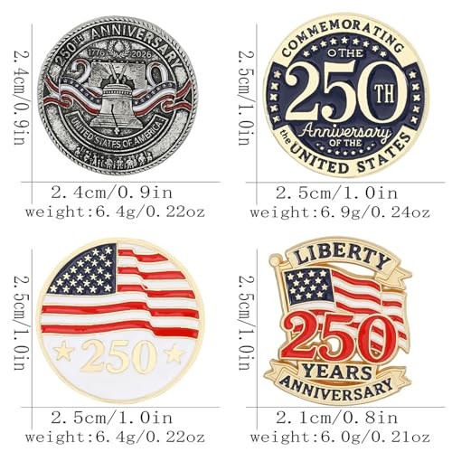 250th Anniversary USA Patriotic Lapel Pins – Commemorative American Birthday