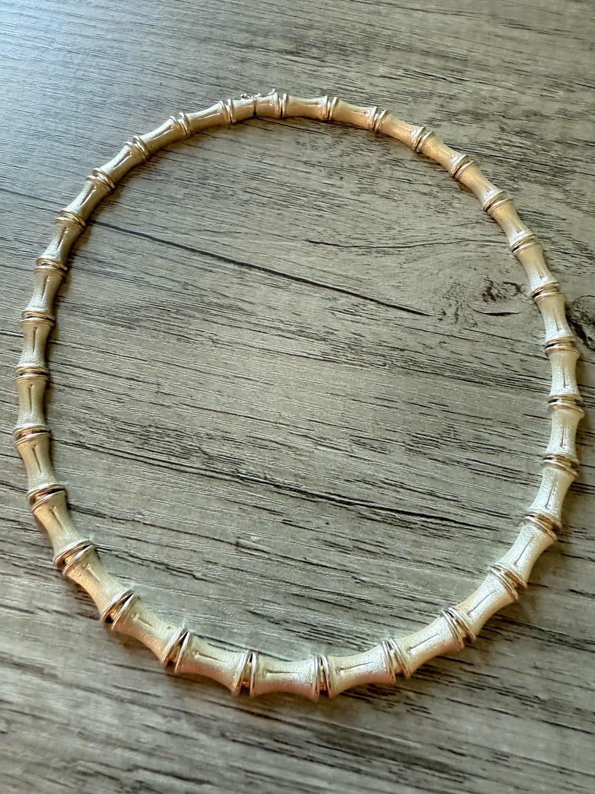 Vintage Sterling Silver 925 Italy Bamboo Link Chunky Chain Choker Necklace 25g