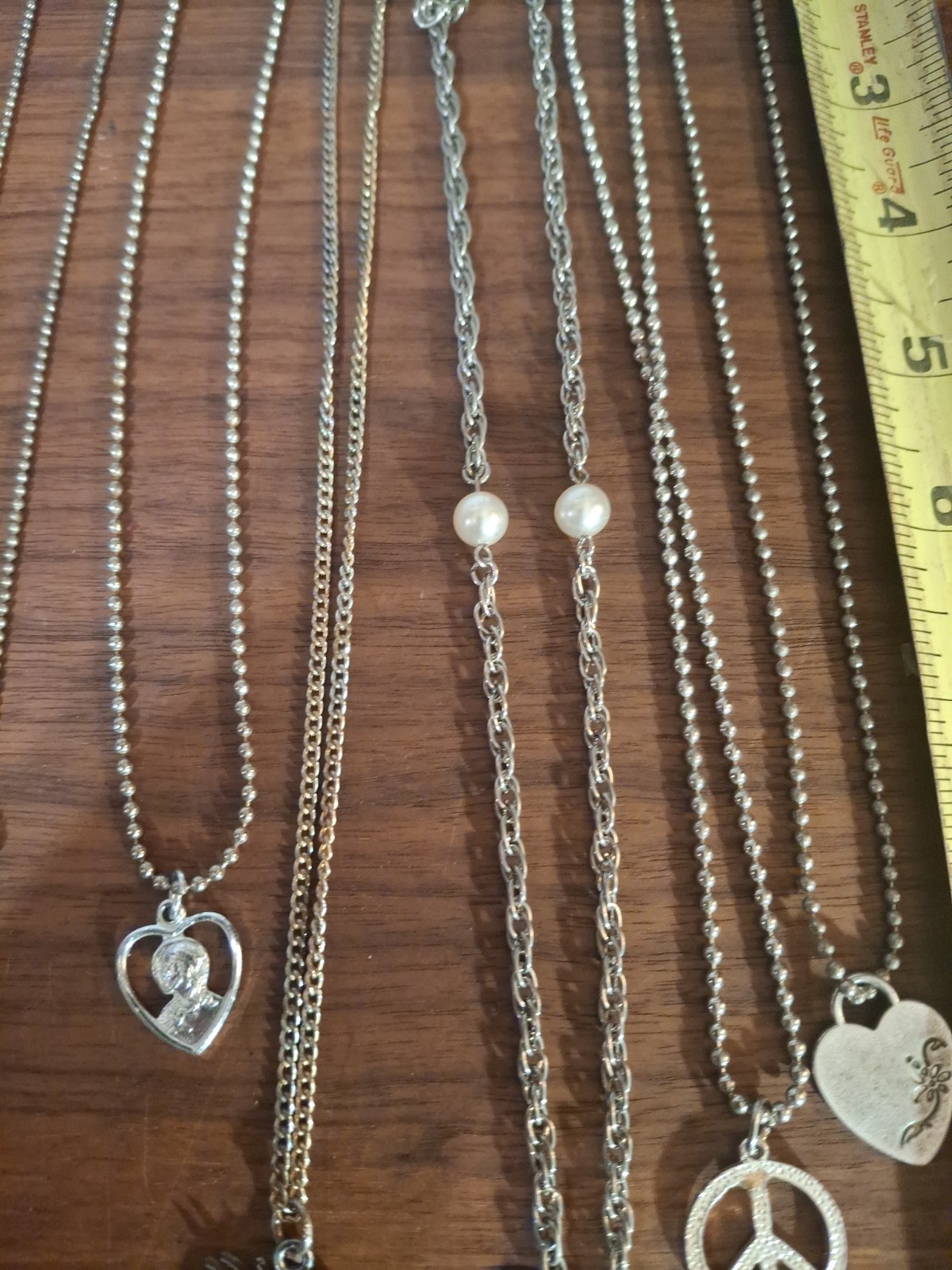 JEWELRY NECKLACES 17PC. HEART BRACELET AND DIAMOND EARRINGS. SEE PICTURES…