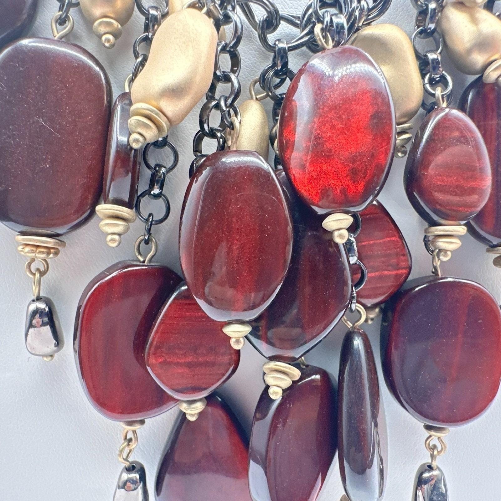 Vintage 90s Statement Chunky Bib Necklace Bold Boho Classic Women’s Jewelry