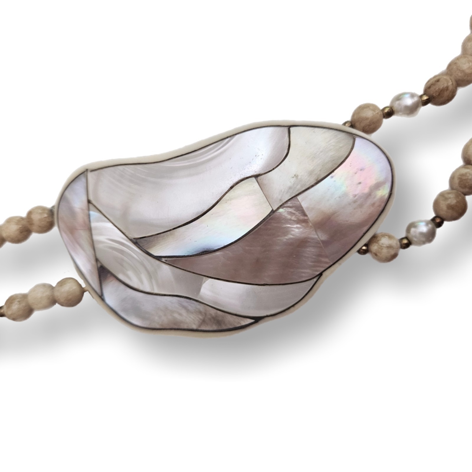 Karla Jordan Vintage Mother of Pearl Necklace 12 In BohoShique Statement Piece