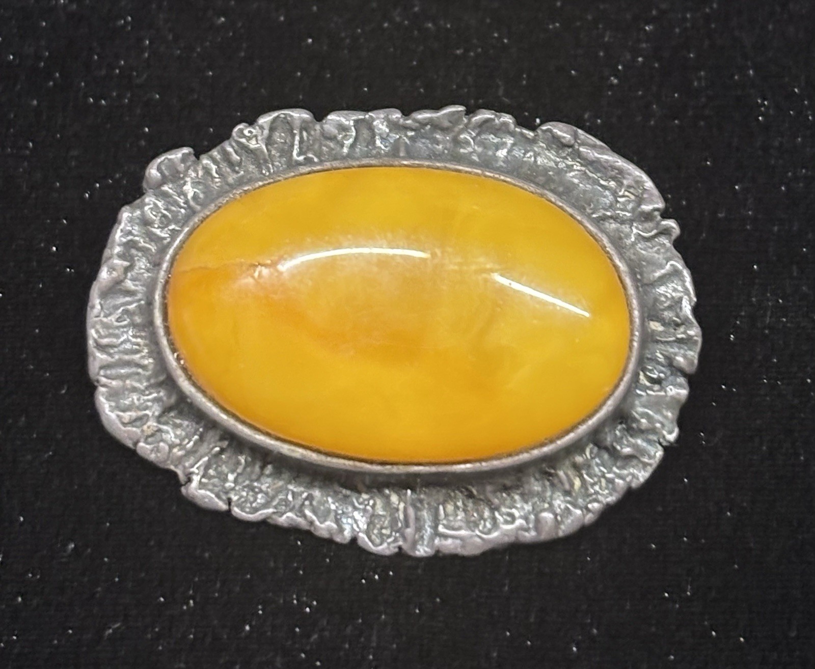Antique Baltic Amber Butterscotch 800 Silver Tested Egg Yolk