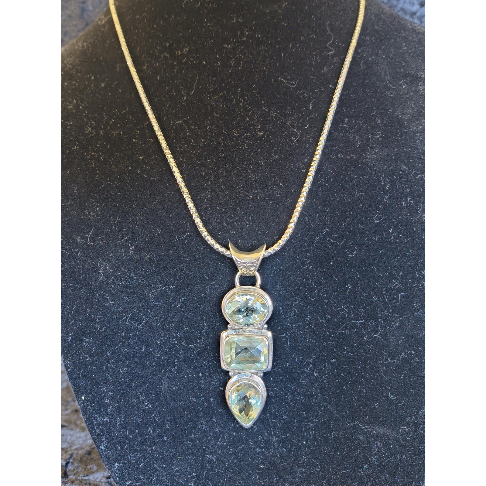 Sterling Silver Gemstone Pendant Necklace & Chain 925 Milor Italy