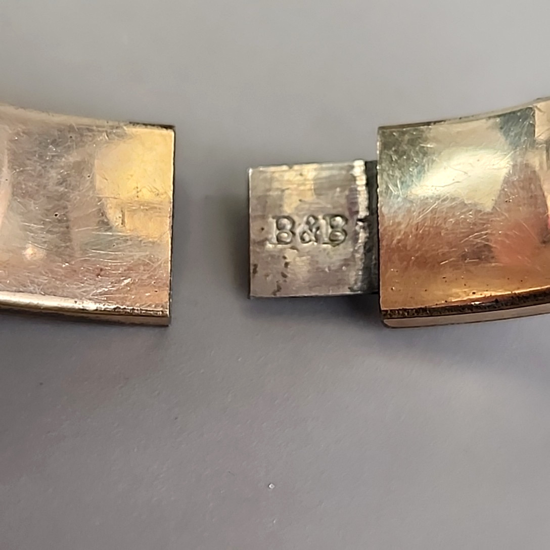 Antique B & B Victorian Belt Bracelet Hinged Buckle Etched Gold Filled 5.75″