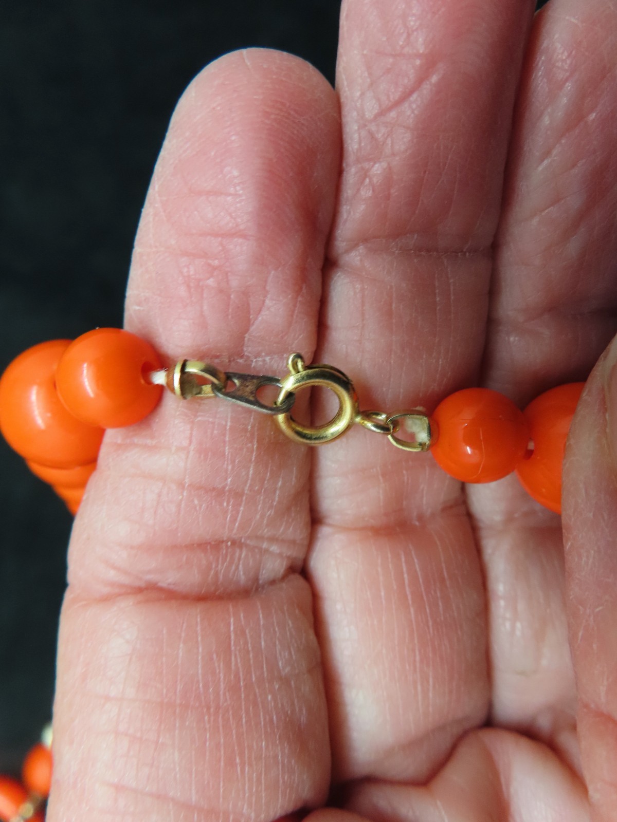 Vintage 1970’s Bright Orange Lucite Bead Necklace