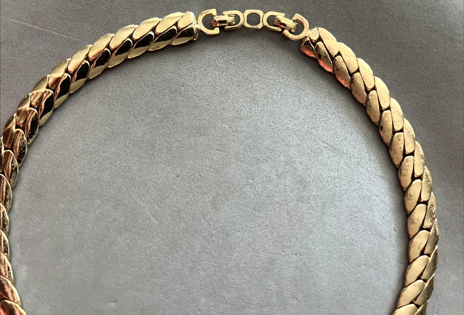 Vintage CHRISTIAN DIOR Rhinestone Oval Faux Pearl Collar Gold Tone Necklace