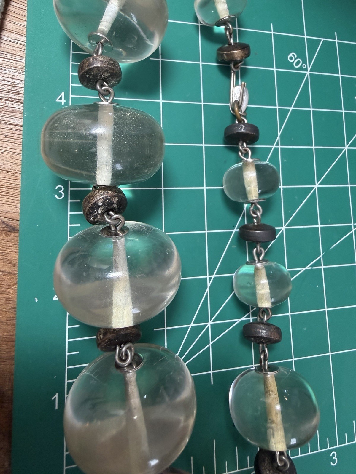 1960s LES BERNARD Large Clear Lucite Acrylic Chunky Beads Choker Necklace