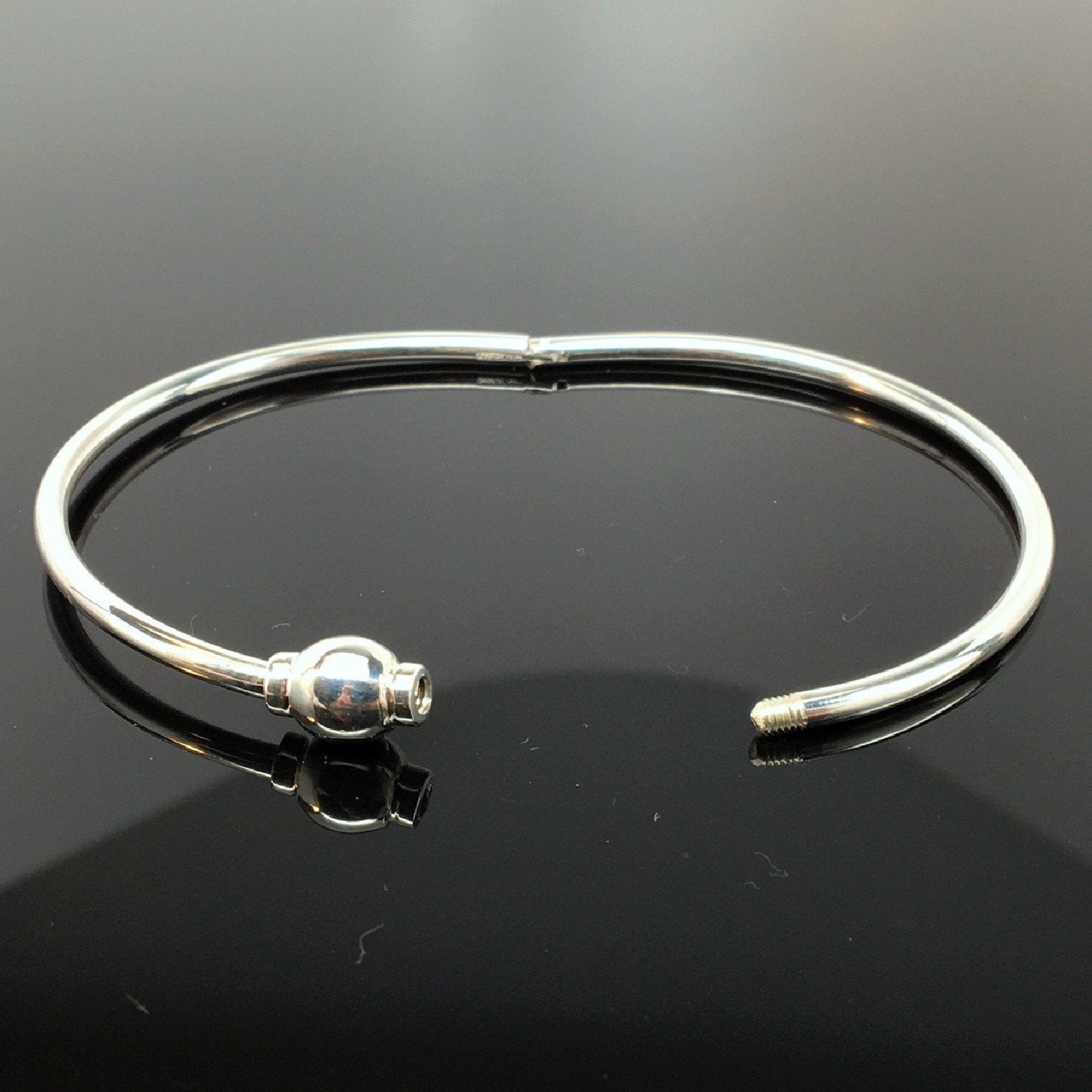 Sterling Silver Eternity Bangle Charm Bracelet Modern Brown County Silver New