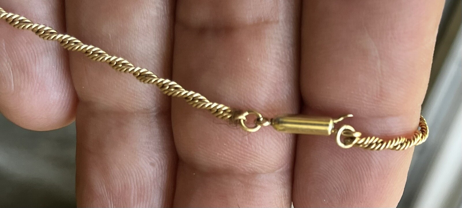 Signed Krementz Necklace Yellow Gold Filled Rope Chain 20 Inches
