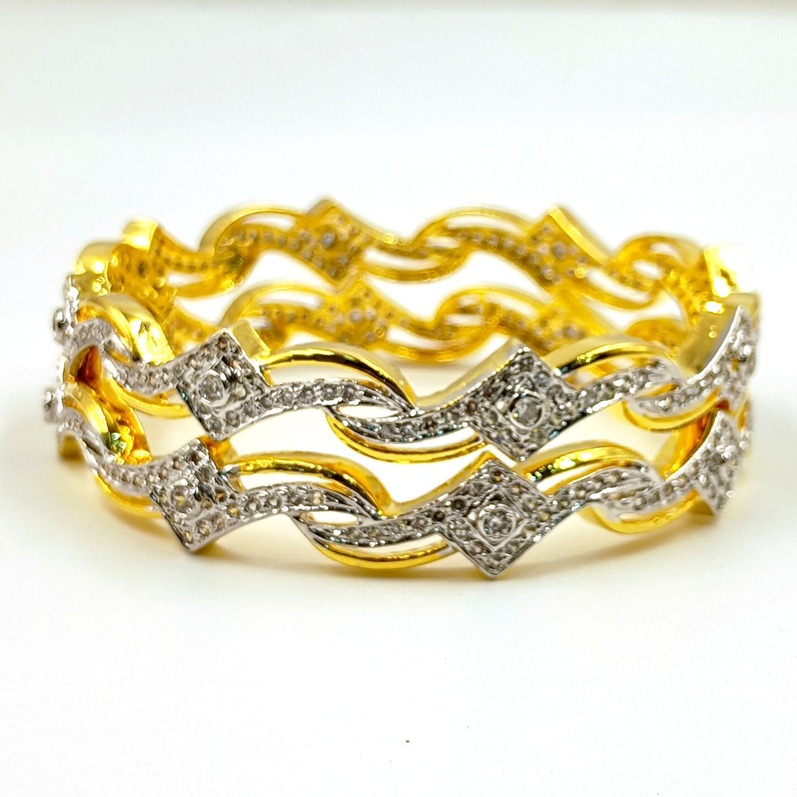 Handcrafted 22K Gold Plated Bangle Set Indian Wedding CZ Traditional Jewelry Gif