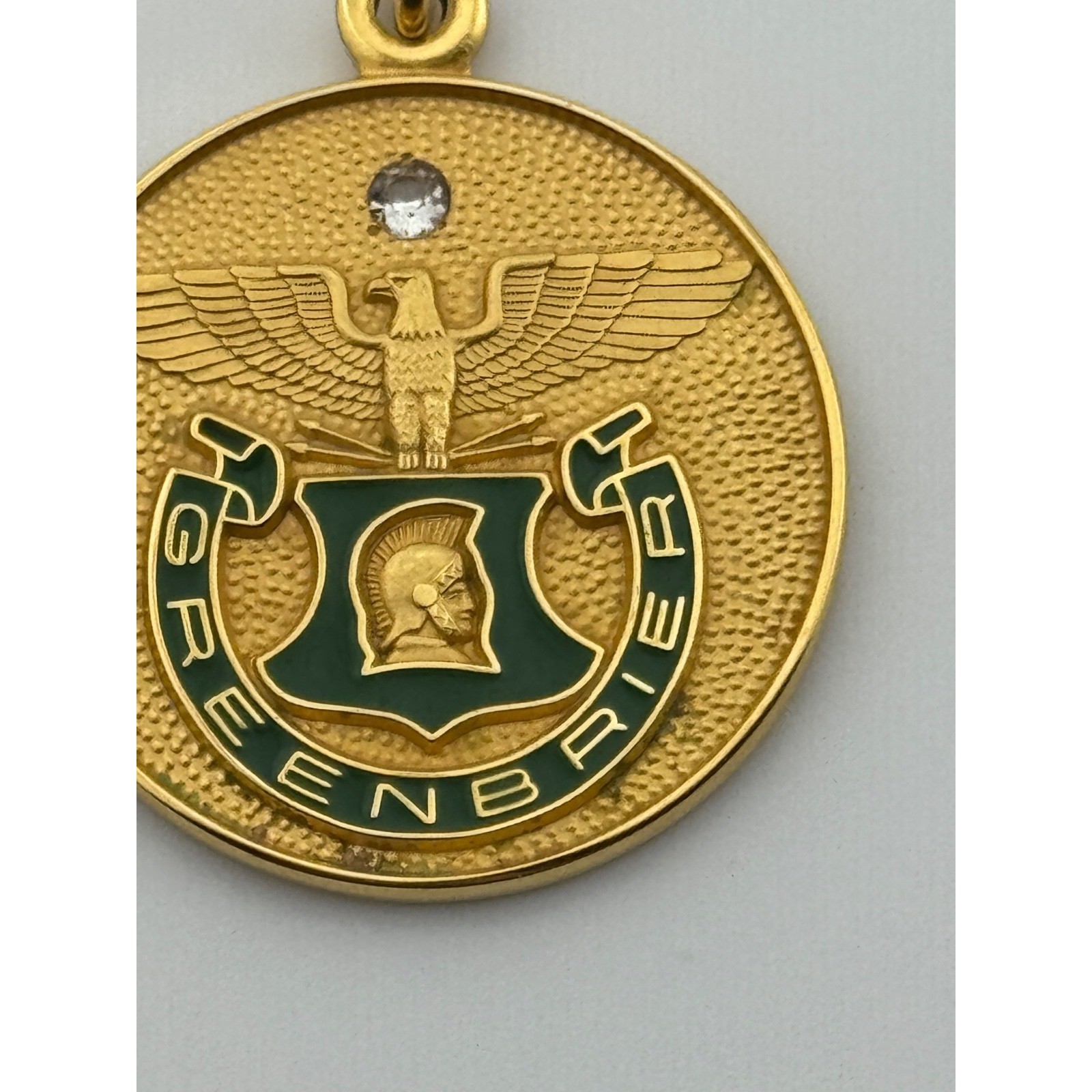 Vintage Greenbrier Military School Gold Filled GF Enamel Pendant Lewisburg WV