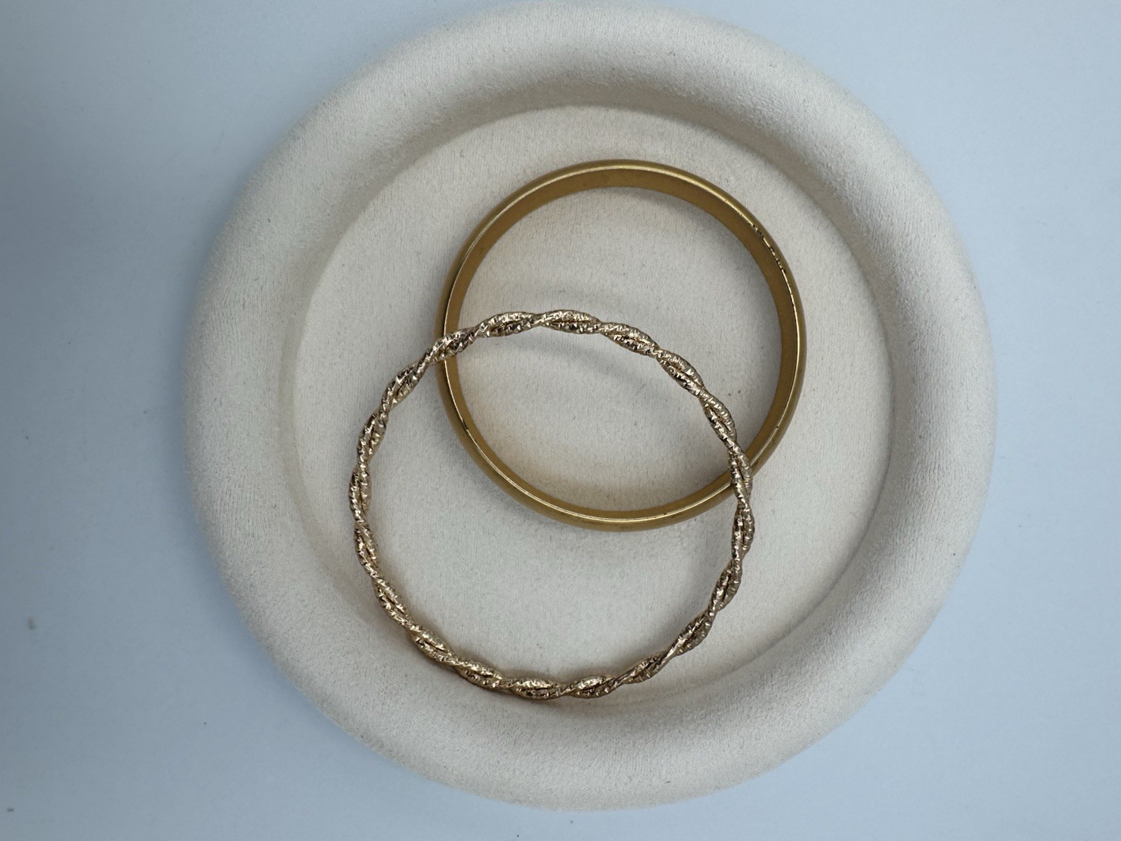Vintage Gold Tone Bangle Set Nugget Twist Rope & Wide Satin Cuff