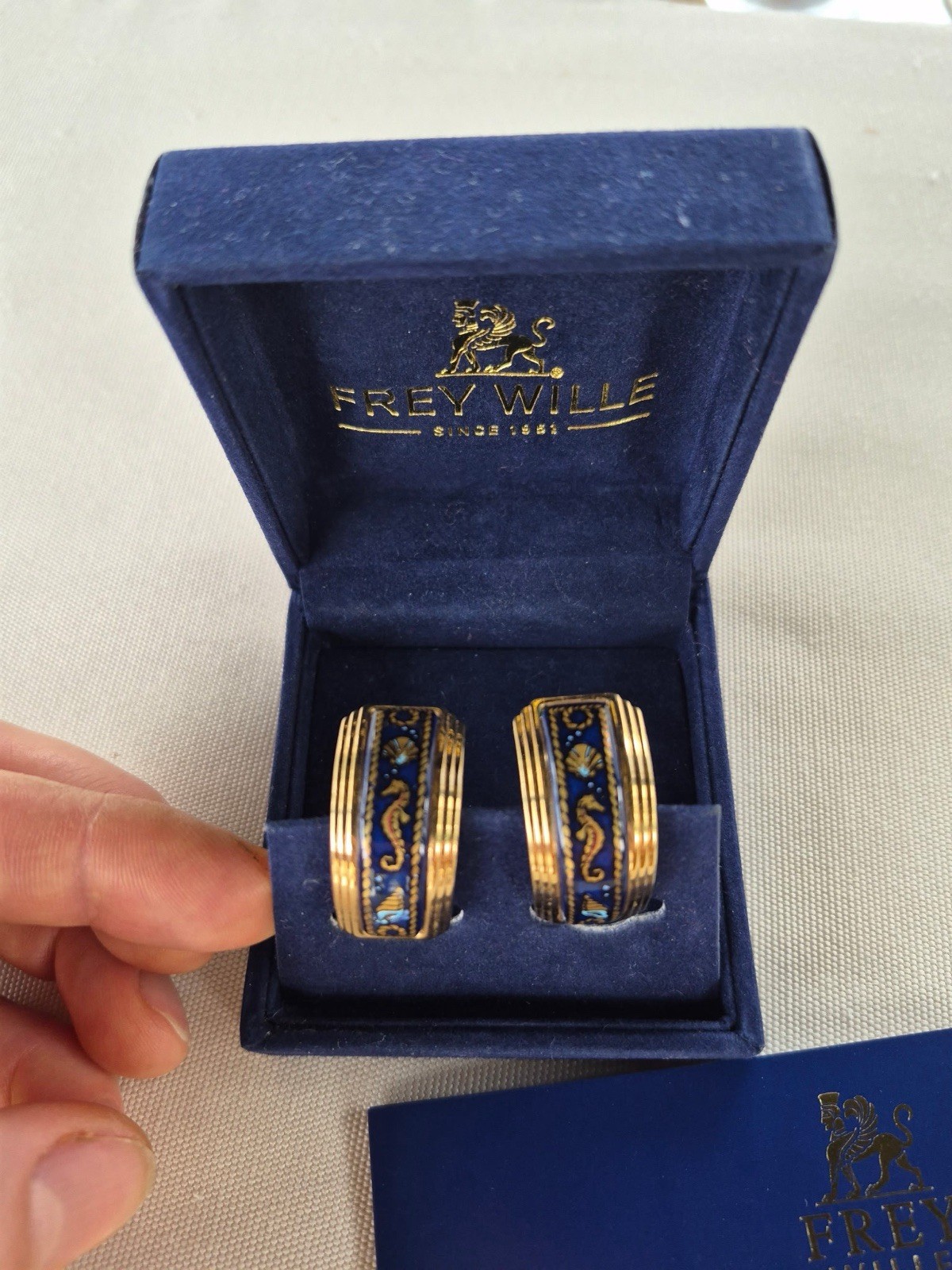 Rare Vintage Maritime 24k Gold Plated Frey Wille Clip Earrings