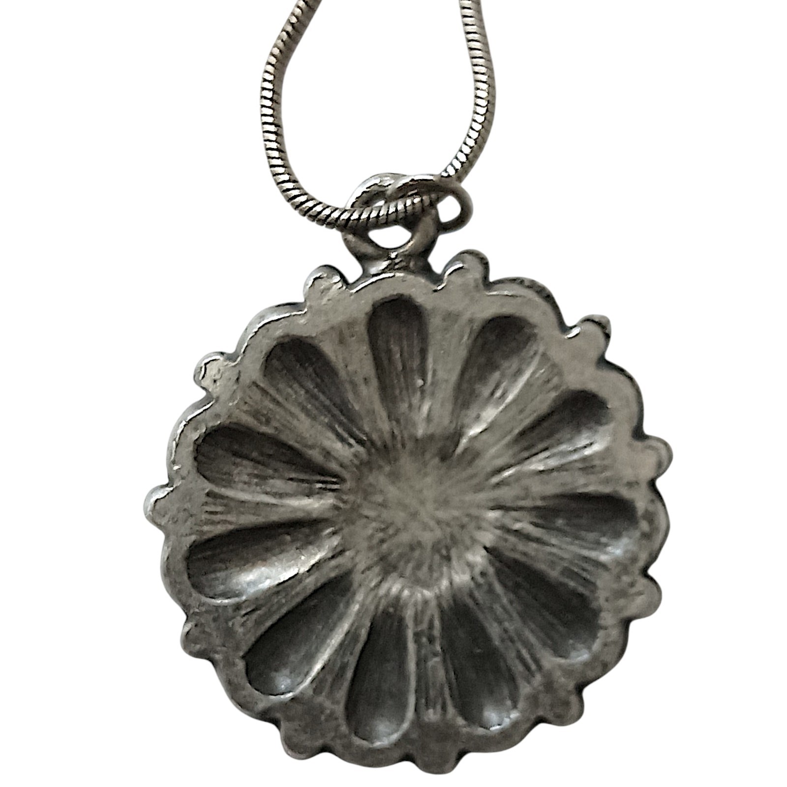 Robert Rose Pendant Faux Turquoise Necklace Antique Silver Tone Southwestern