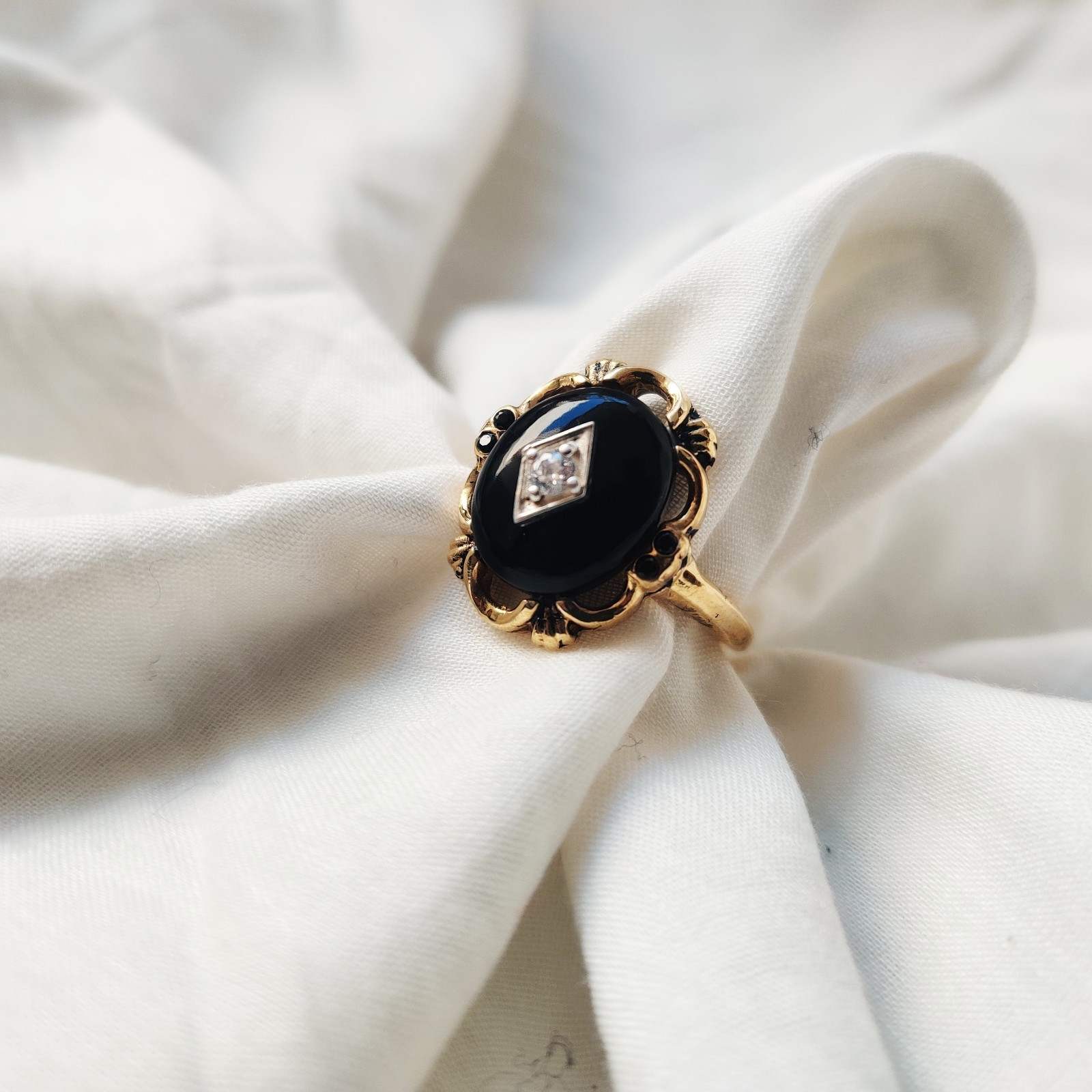 antique 925 silver vintage Victorian art deco handmade black onyx ring best gift