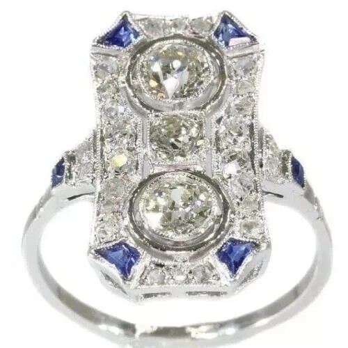 4.55Ct Art Deco Style Lab Created Diamond Engagement 14K White Gold Finish Ring