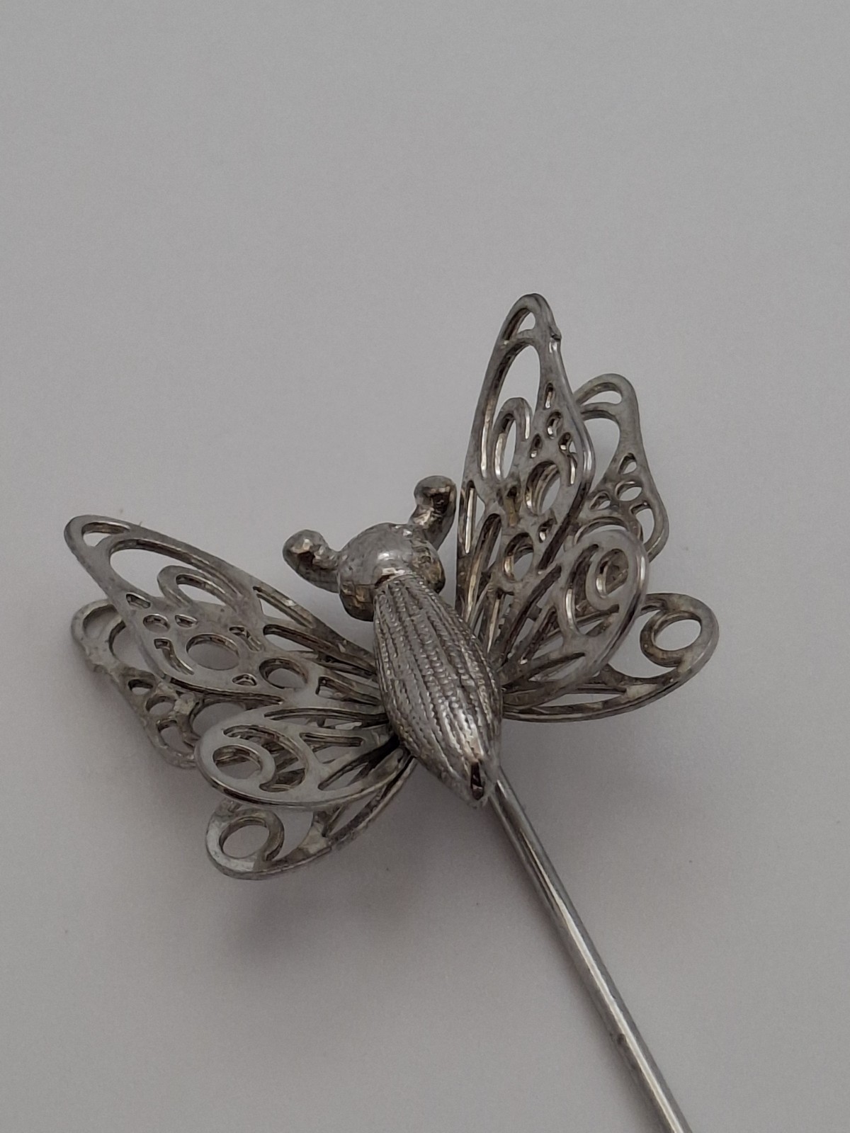 Butterfly Stick Pin Filgaree Silver Color