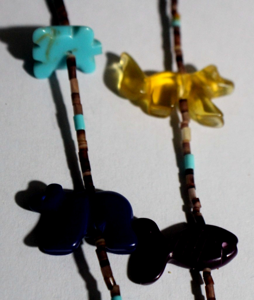 Vintage Carved Stones Multi Color Animals Necklace