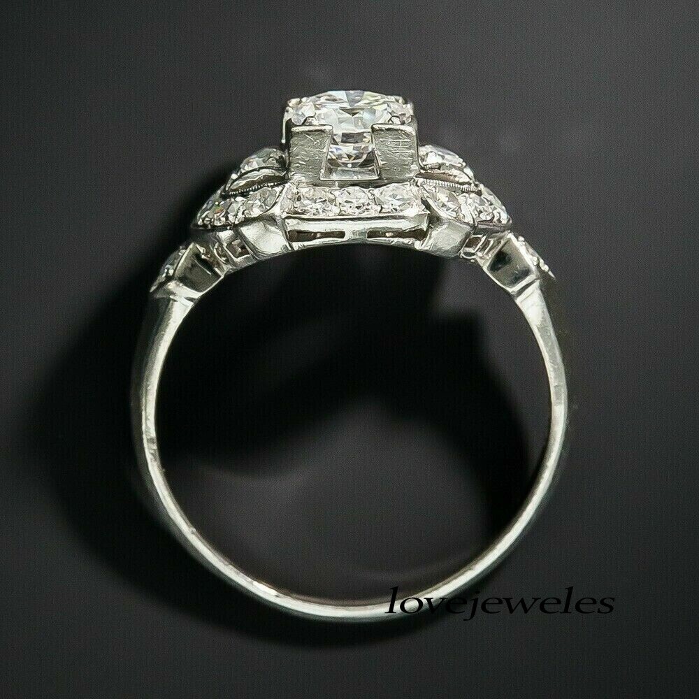 2.90CT Lab-Created Round Cut Diamond Art Deco Vintage Ring 14K White Gold Finish
