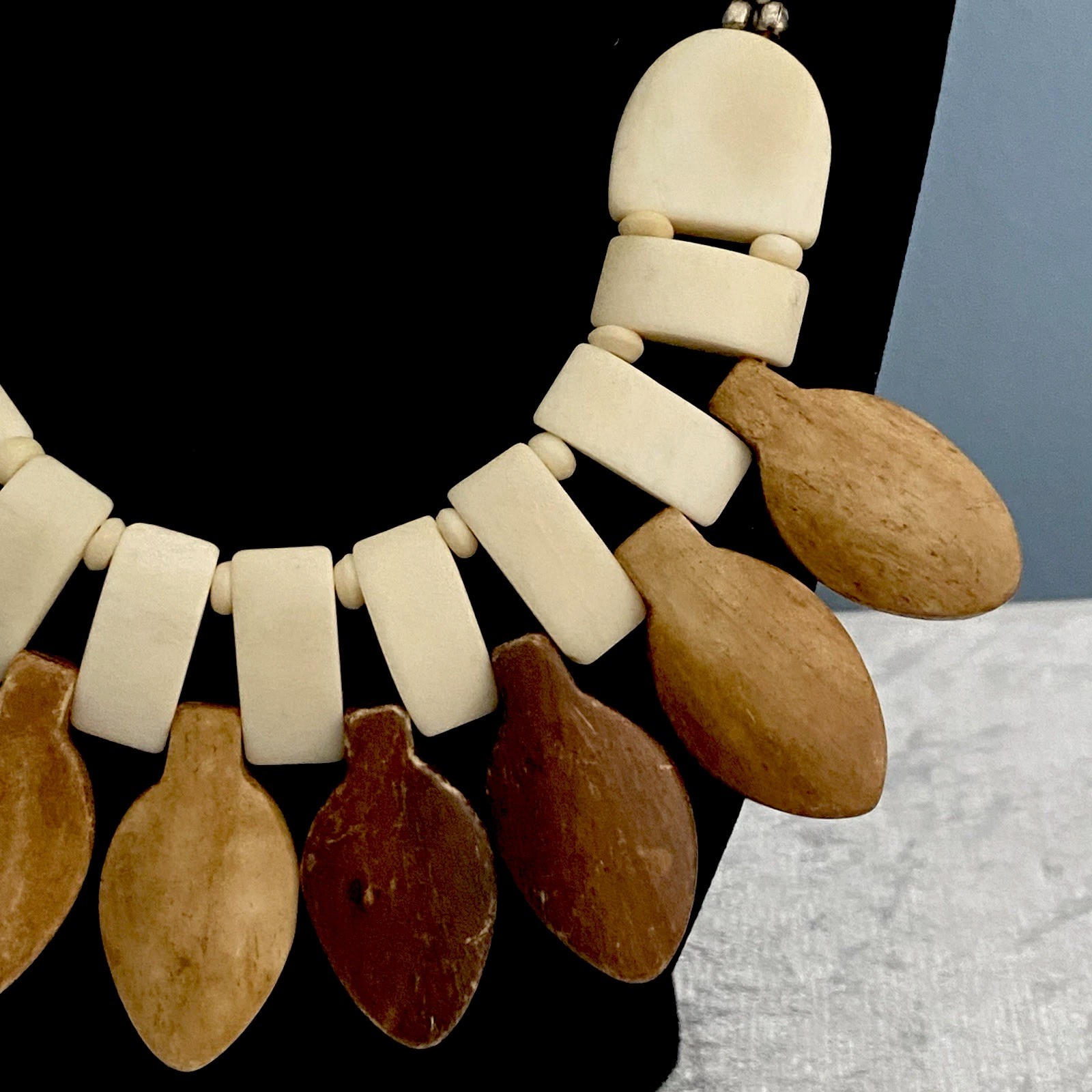 African Tribal Bib Necklace Statement Beaded Vintage Bohemian Native Ethnic