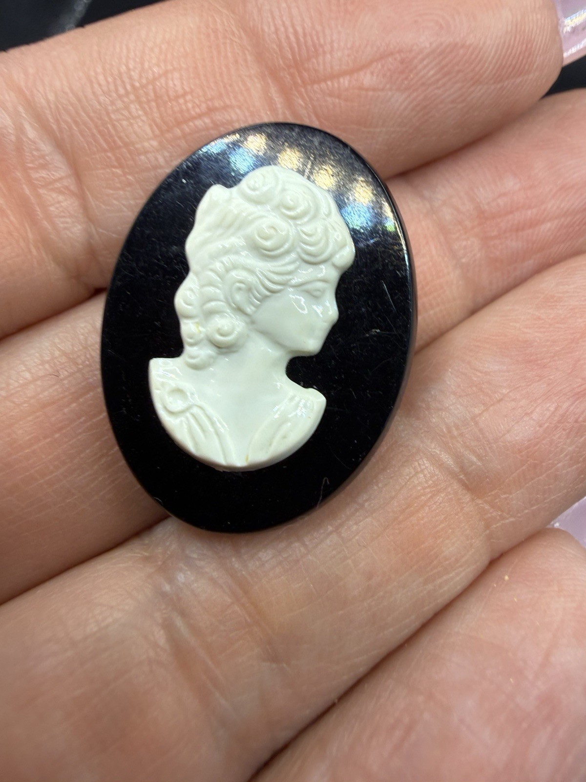 Vintage Cameo Brooch Hat Pin Retro Victorian Revival Jewelry
