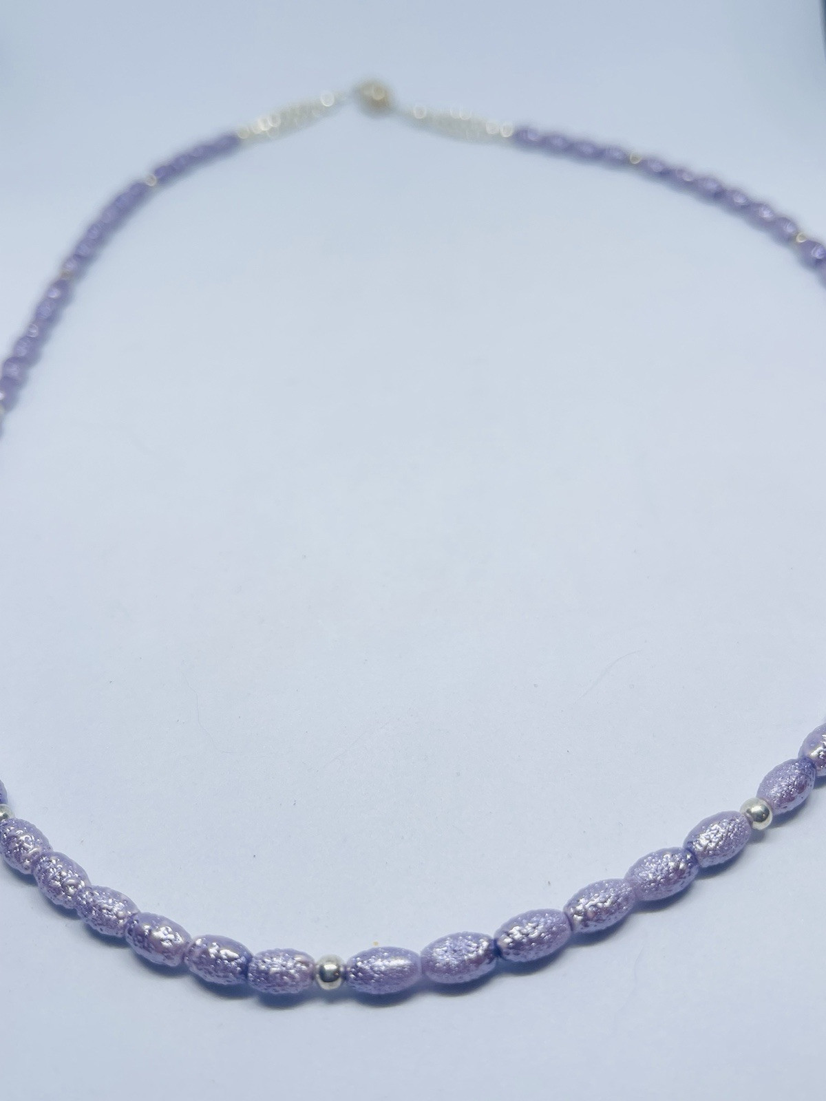 Fab 1950s Lavender Freshwater Pearls Necklace Orate Magnetic Clasp Japan VTG