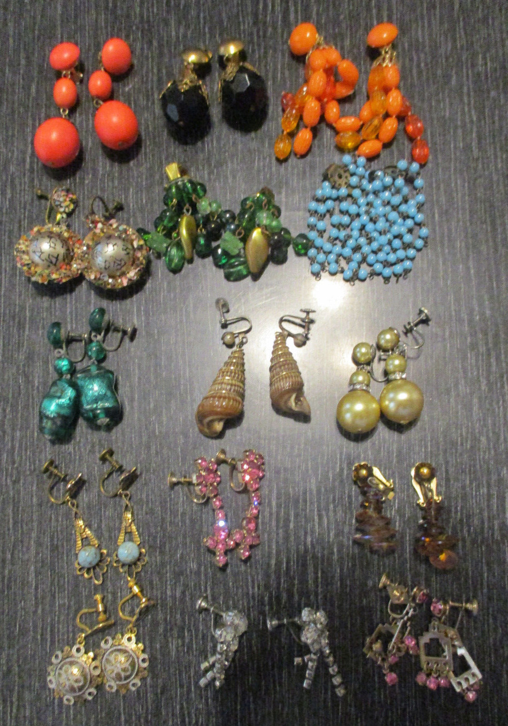 Lot 15 Vtg Estate Assorted Styles Sizes Chandelier Screwback Clip Earrings!46