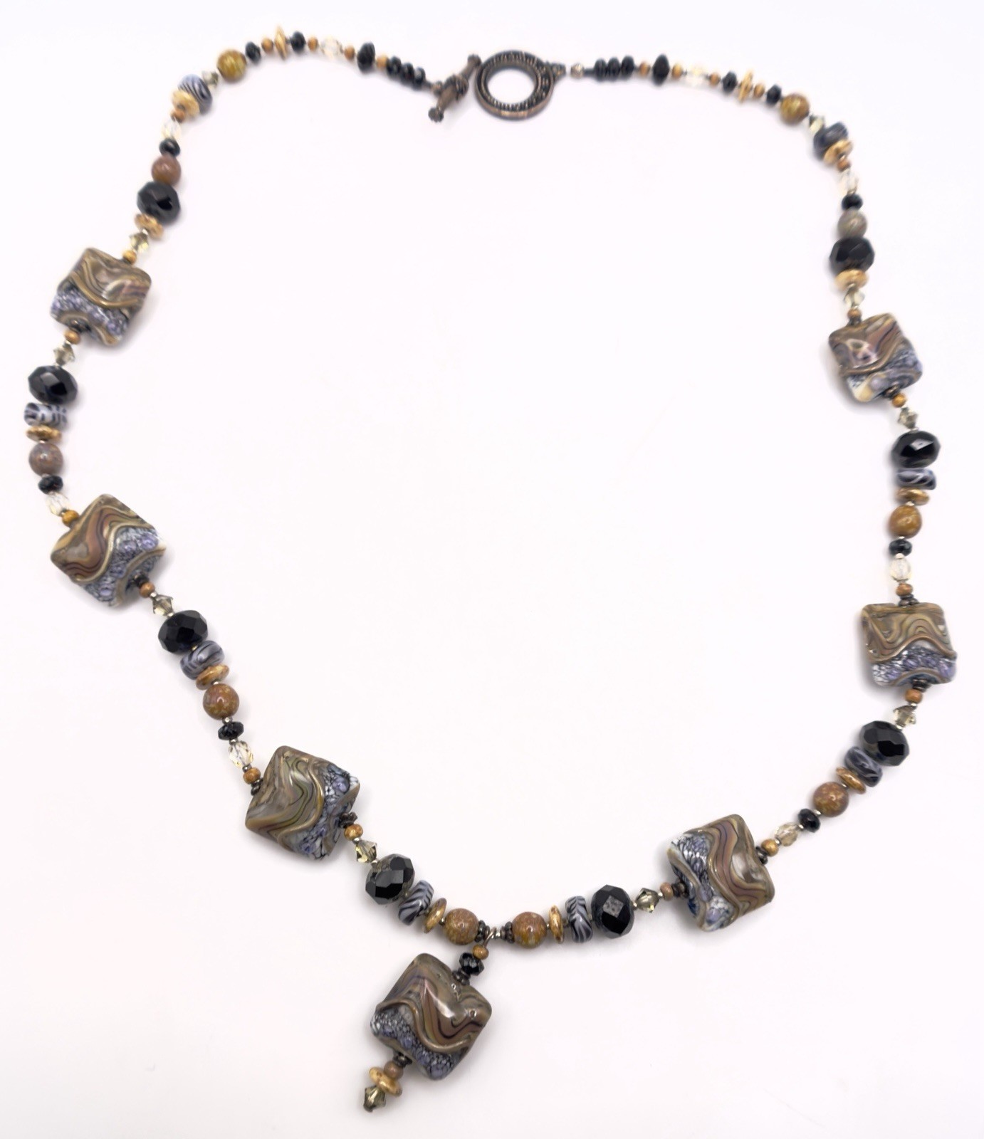 Vintage Lampwork Glass Bead Necklace 21 in