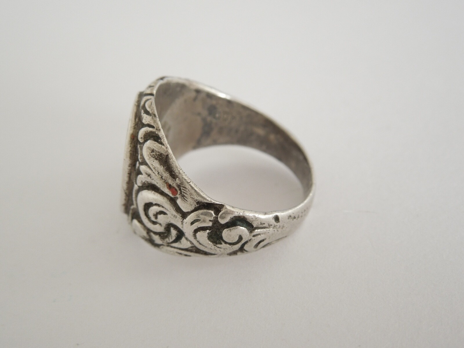 800 Silver Signet Ring Monogram WvT 9.5 G/Gr.57