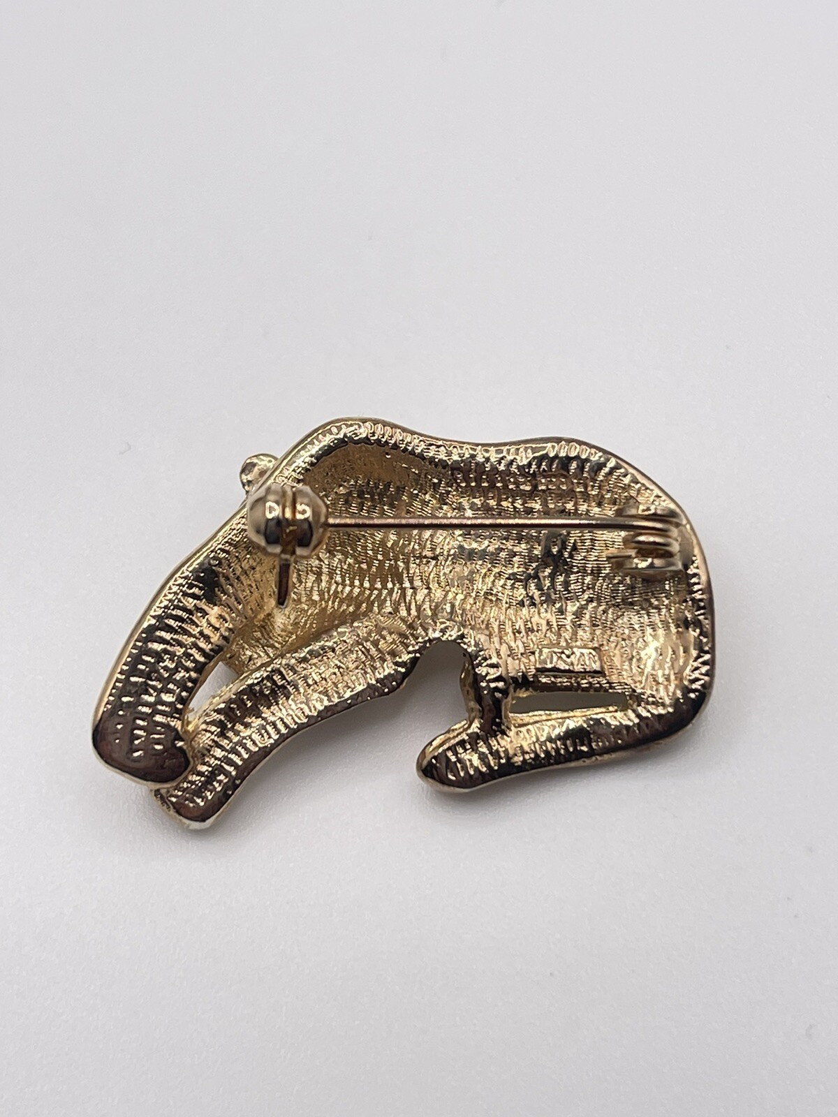 Vtg Signed Roman Black & Clear Pave’ Rhinestone Panther W/Red Eyes Brooch