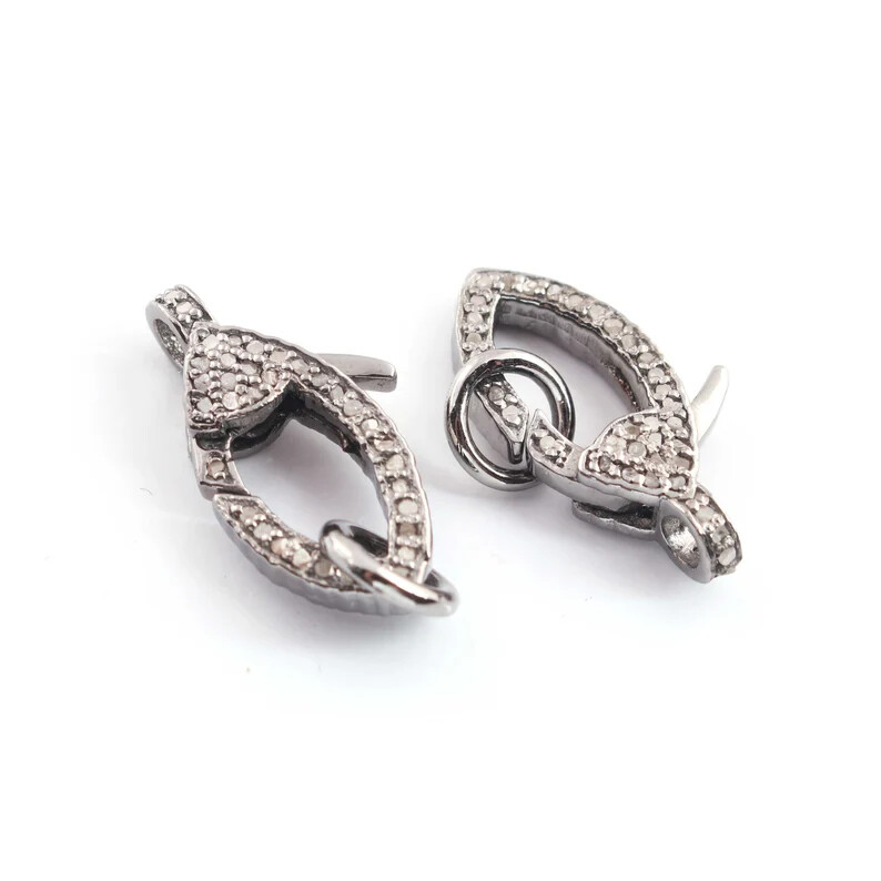 1 Pc Pave Diamond Lobster Claps, 21mmx11mm Lobster Claps, Both Side Pave Diamond