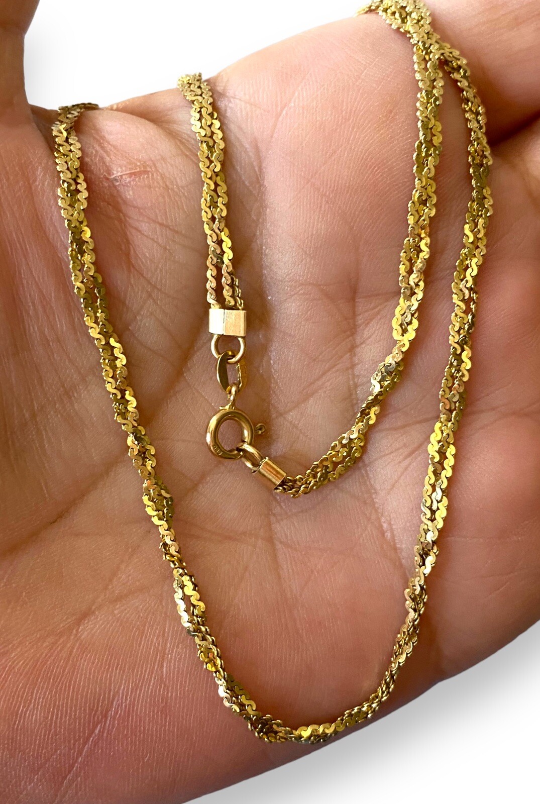 Vintage 14K Solid Italian Gold 17.75” 3mm Braided Necklace 6.4 grams!