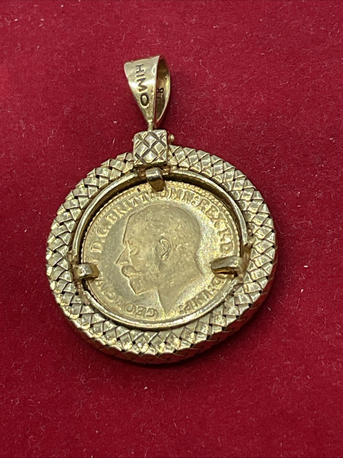 1911 GREAT BRITAIN KING GEORGE GOLD COIN in 21K Frame & Lock CUSTOMIZED CHARM
