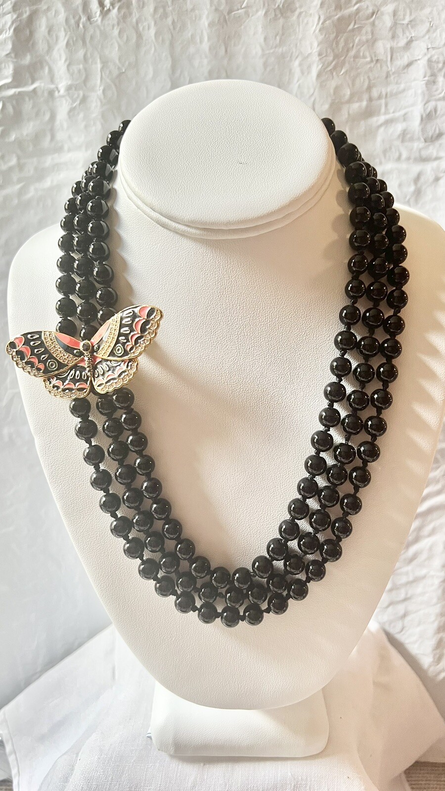 Metropolitan Museum of Art Necklace Butterfly Multi Strand Enamel Rhinestone Vnt