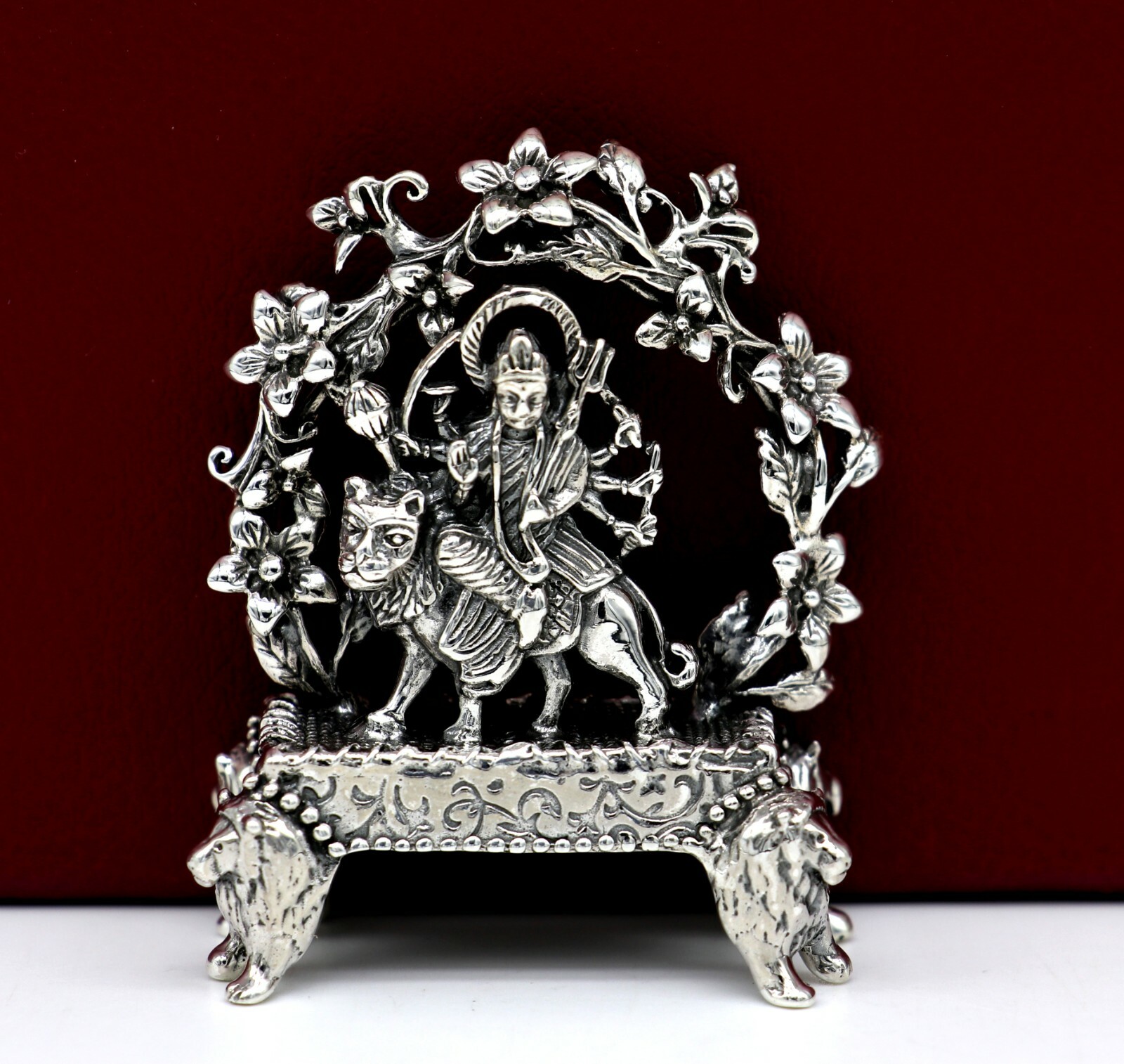 925 silver Goddess bhawani durga statue, figurine,puja article home temple art06