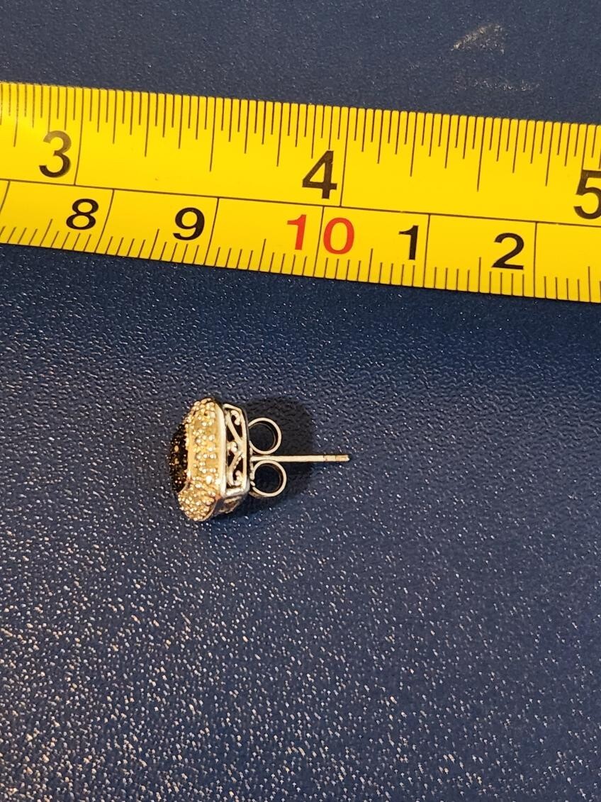 Sterling Silver Black Stone Stud Earrings