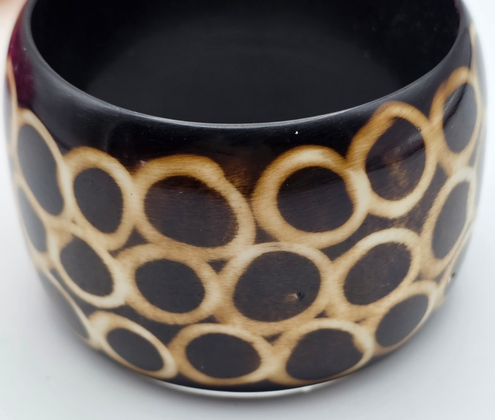 Brown Black Acrylic Bangle Bracelet 8 in Wide Chunky Statement Vintage
