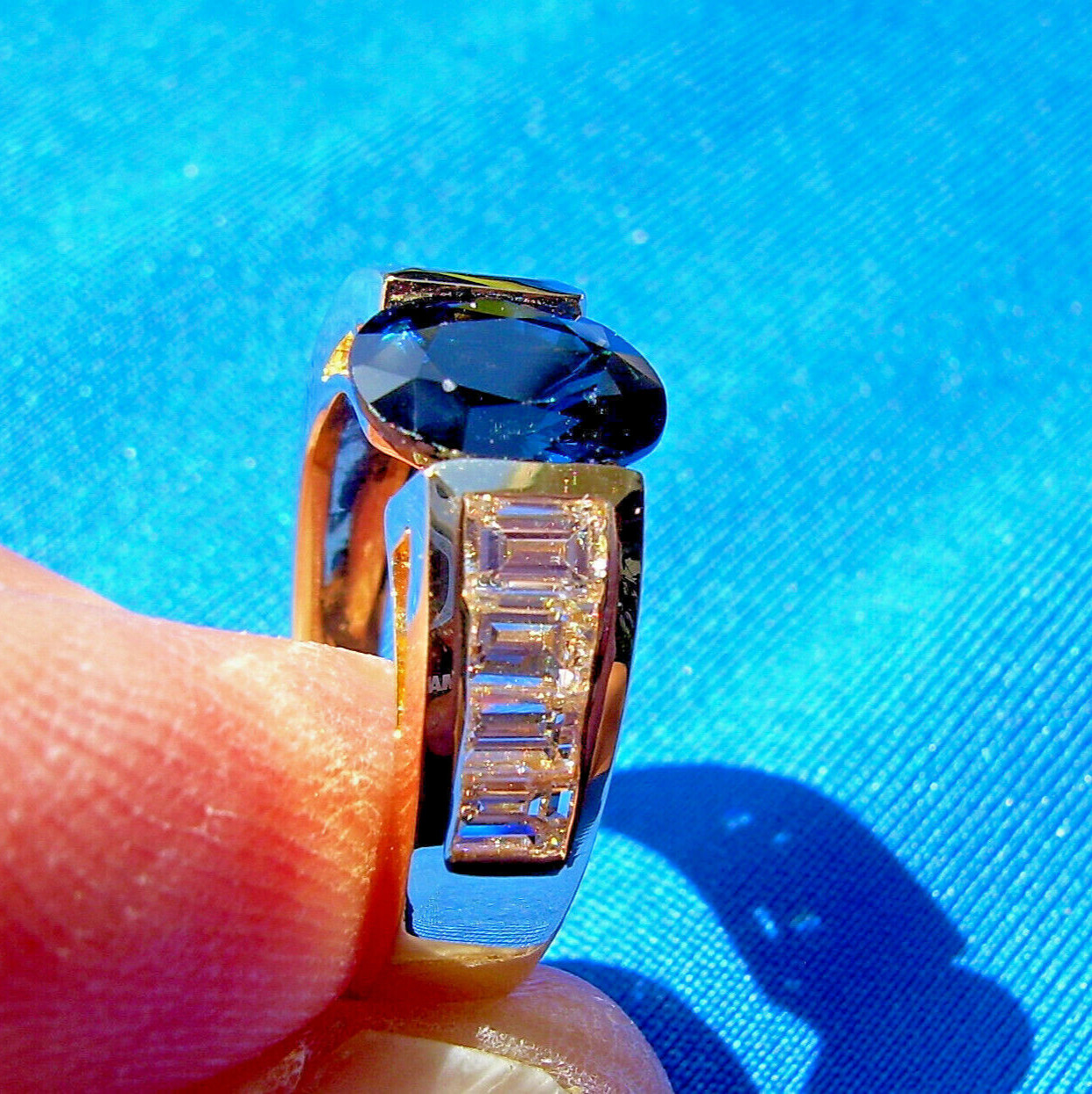 Original EARTH MINED SAPPHIRE DIAMOND Engagement Ring Deco Style SOLID 18K GOLD