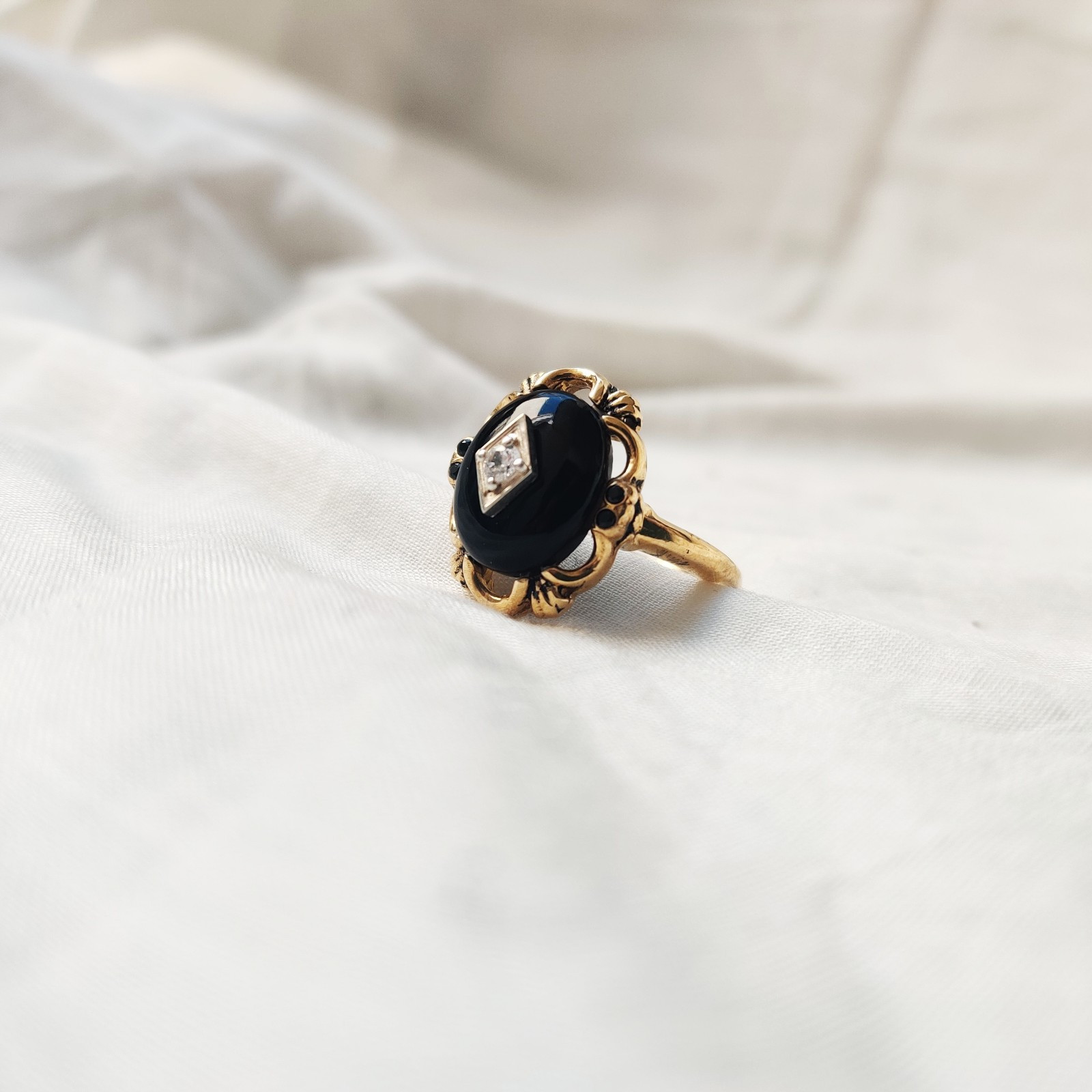 antique 925 silver vintage Victorian art deco handmade black onyx ring best gift