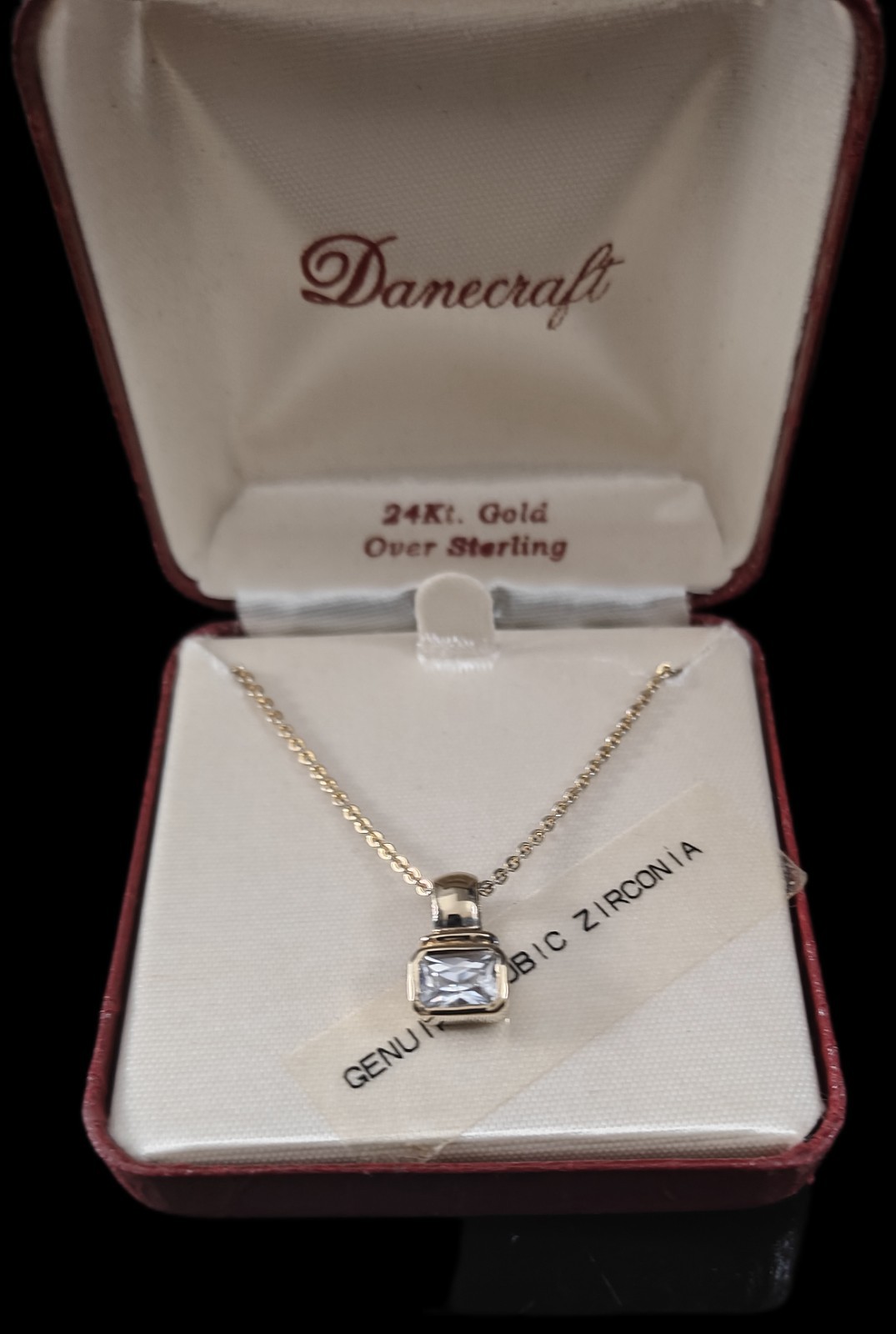 Danecraft 24kt Gold Over 925 Sterling Cubic Zirconia Pendant 18″ GF Necklace