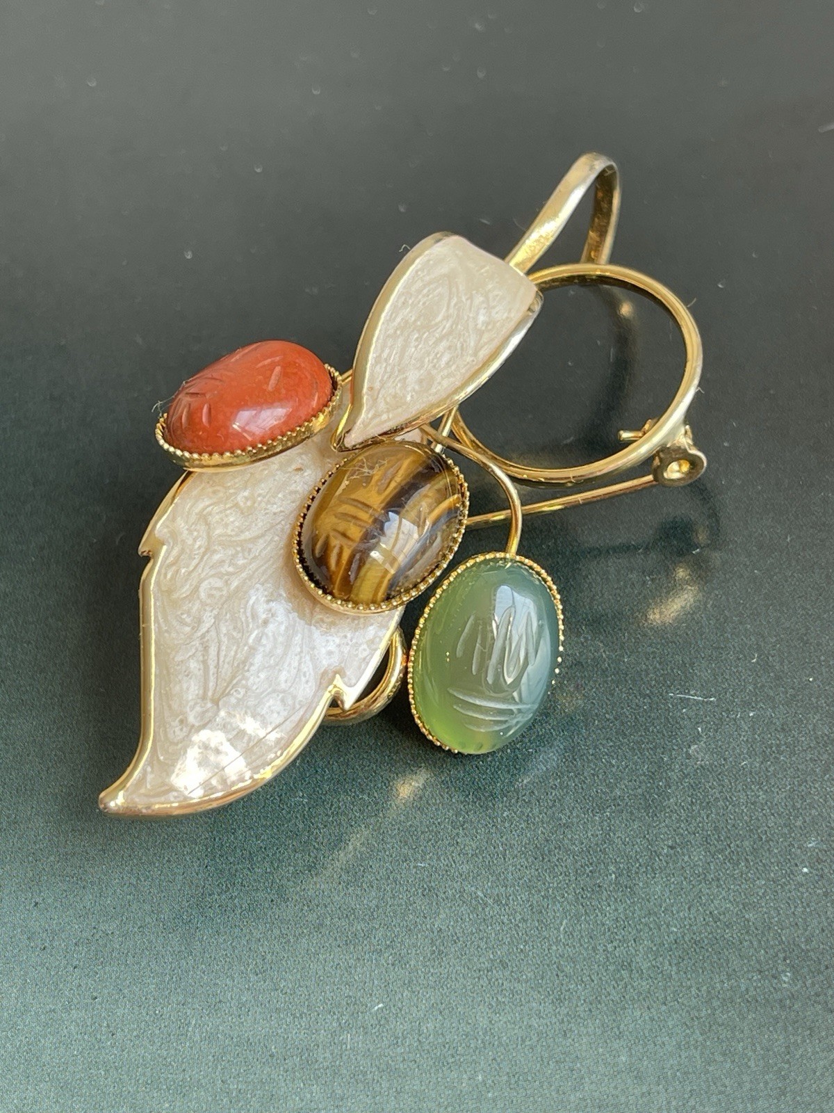 Vintage Scarab Leaf Brooch