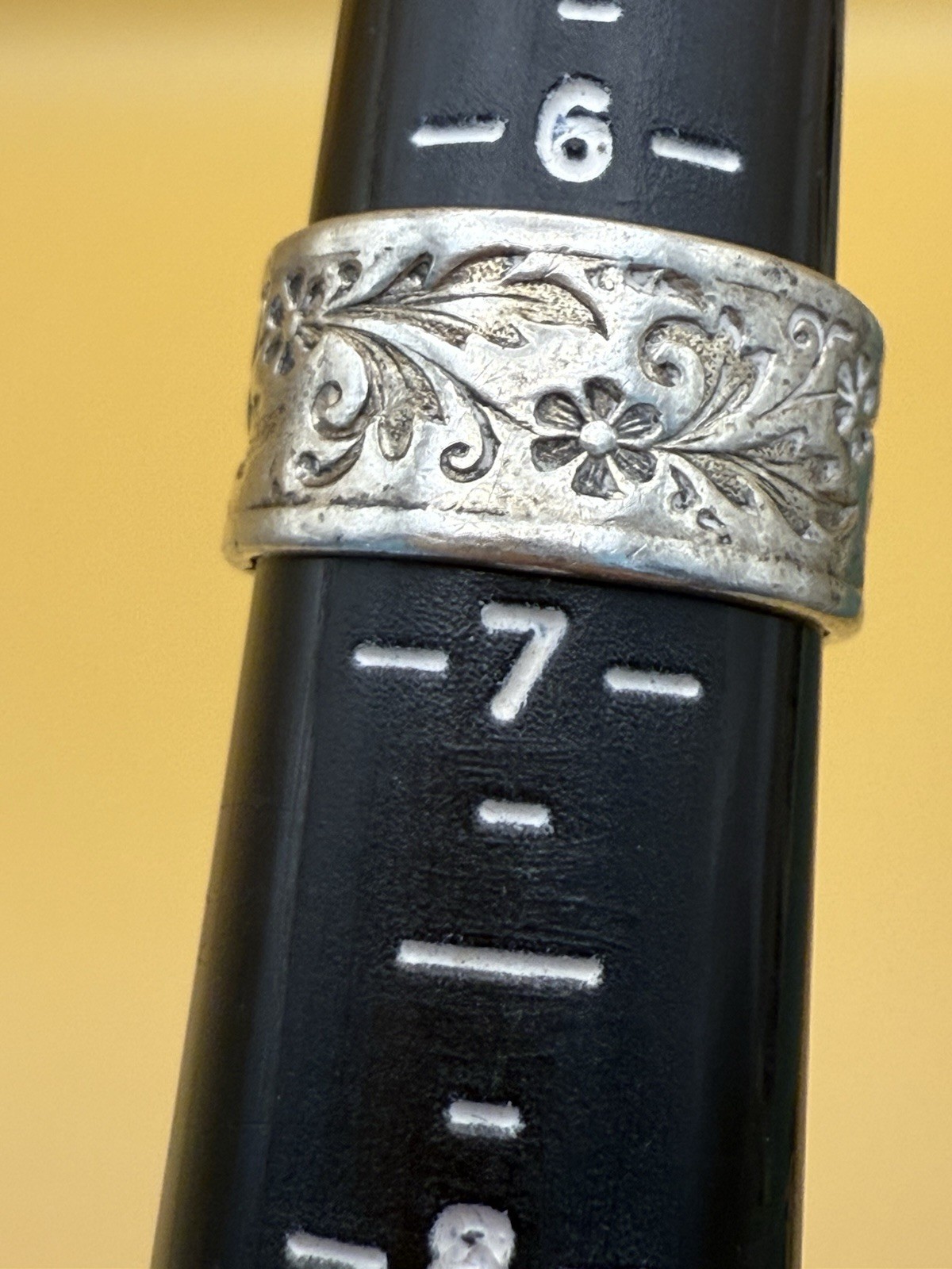 Vintage Ed Levin Art Nouveau Embossed Cigar Band Ring Size 6.75